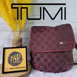 TUMI Signature Burgundy Canvas Messenger Bag
